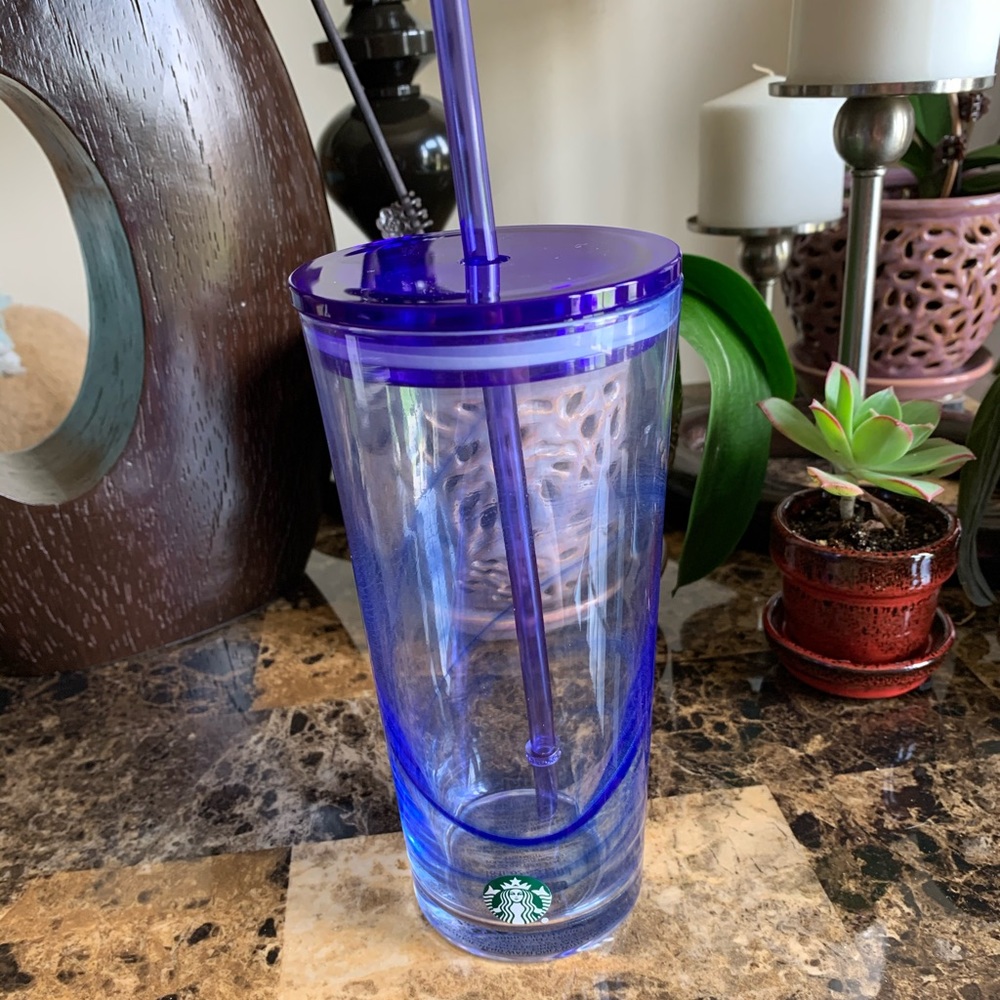 Starbucks Blue Swirl Glass Tumbler